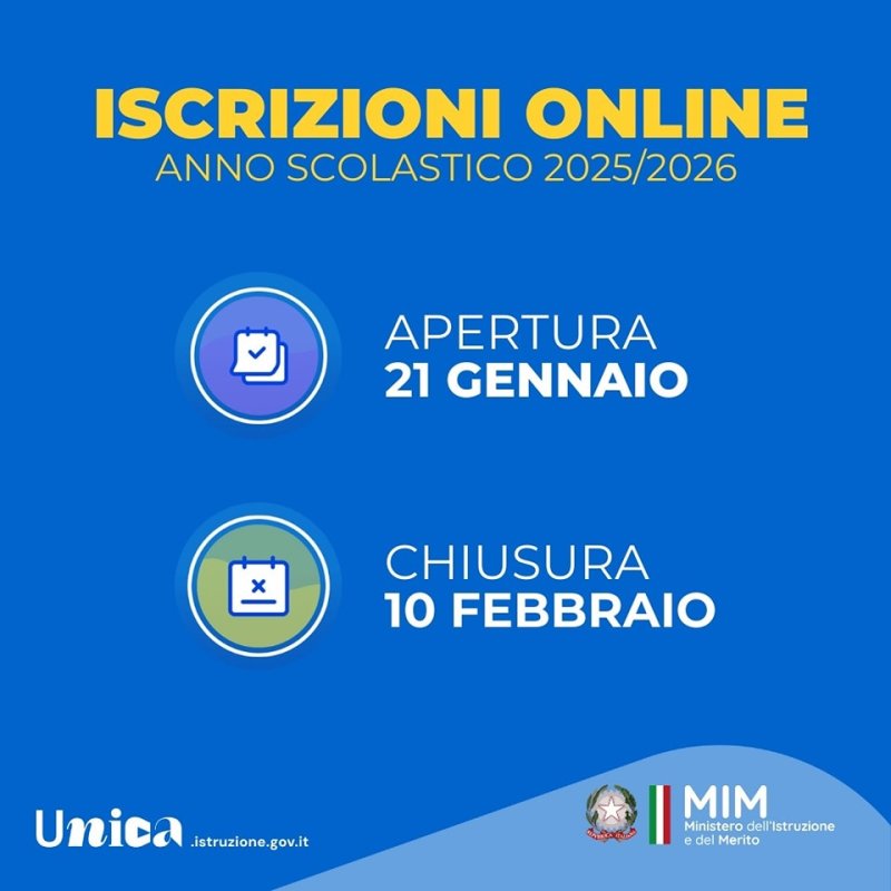 MIM: dal 21 gennaio al 10 febbraio le iscrizioni per l'anno scolastico 2025/2026